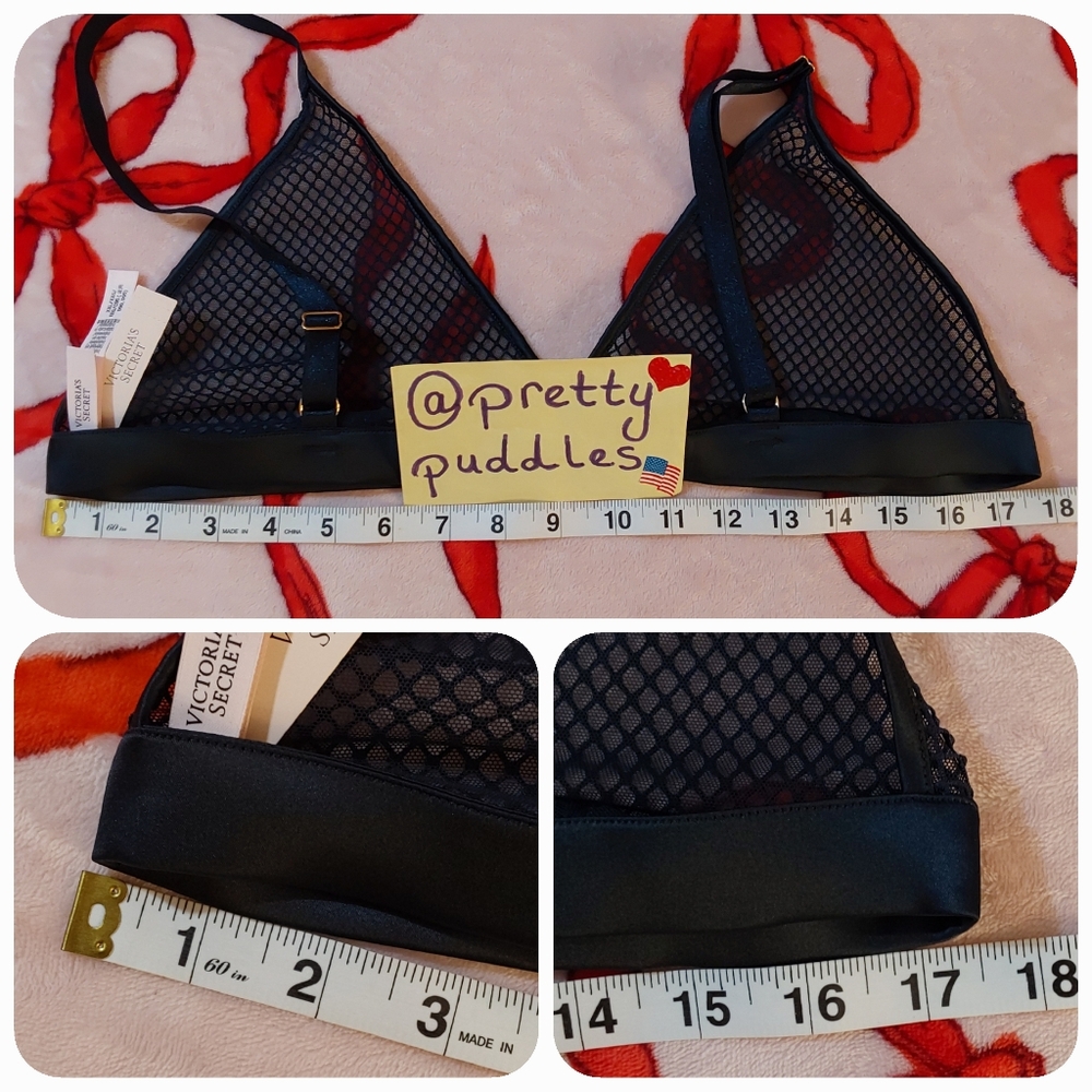 💎 XXL 2pc VS Very Sexy Ziggy Glam Shine Fishnet Bralette & V-String Set 💎 - Picture 5 of 15